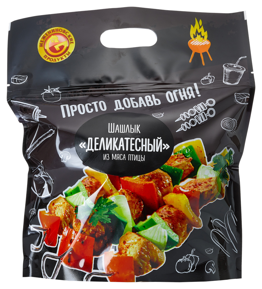 Шашлык куриный МЕЖЕНИНОВСКАЯ ПФ из красного мяса в маринаде Пиканто охл 1кг