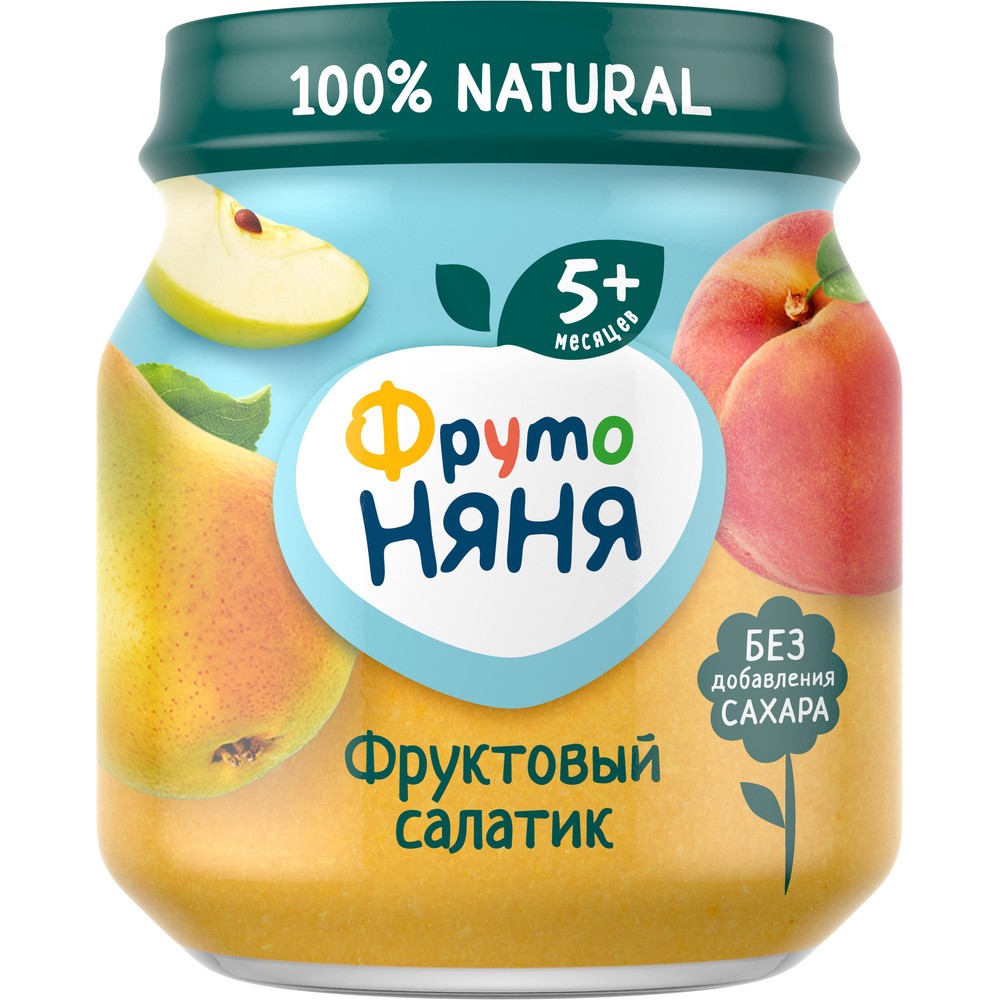 Пюре ФРУТОНЯНЯ натуральное из яблок груш и персиков ст/б 100г