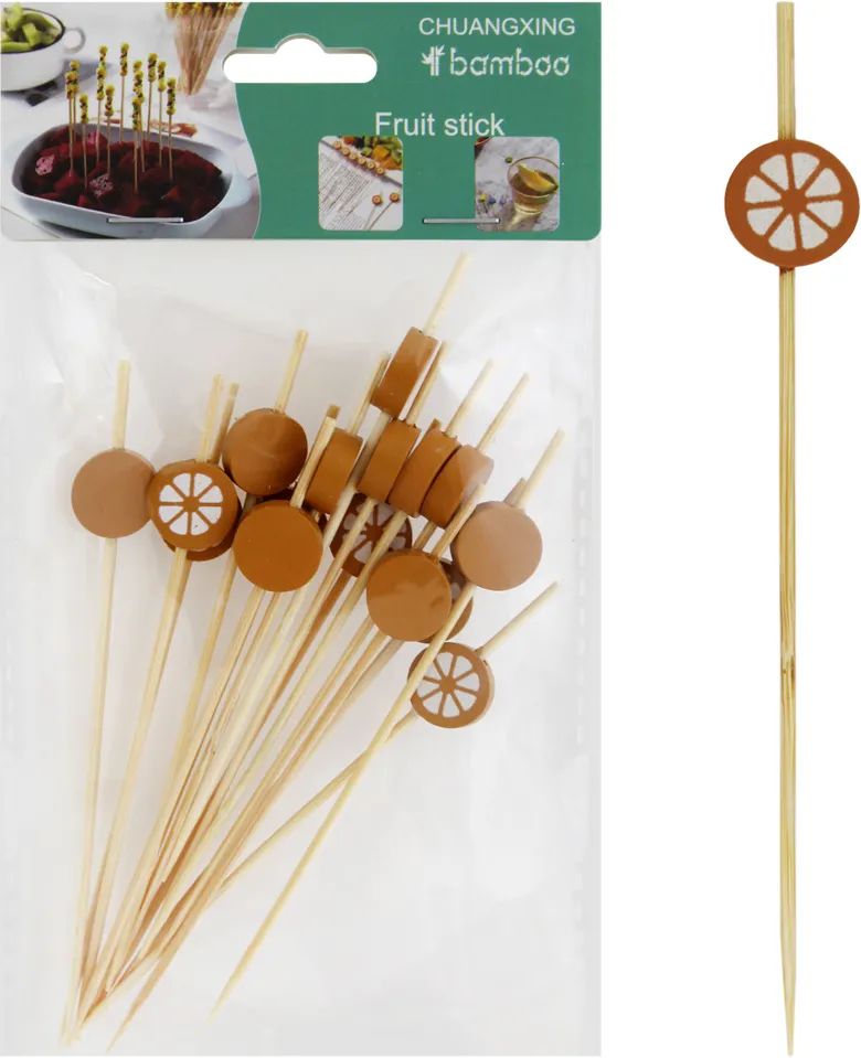 Шпажки бамбуковые Апельсин для канапе 12см 16шт арт.161