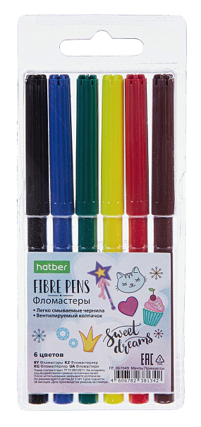 Фломастеры ХАТБЕР Мечты принцессы эко 6цв