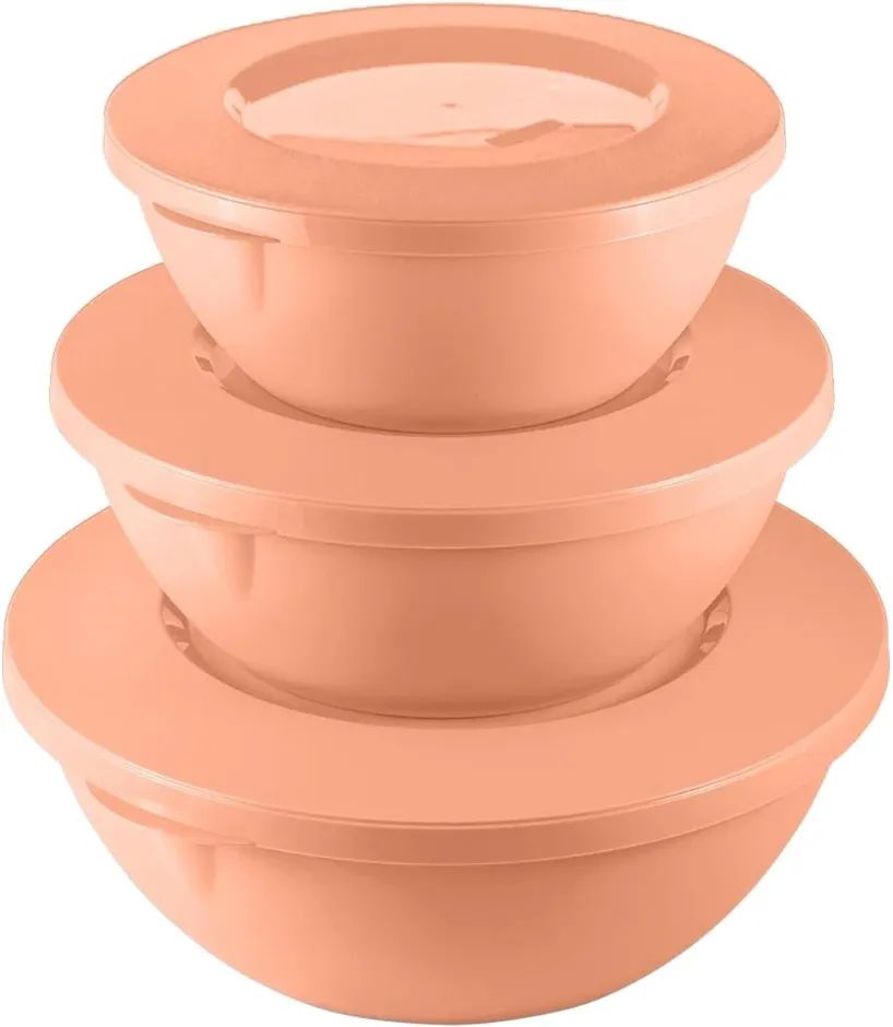 Миска ХЕЛЬСИНКИ персиковая карамель с крышкой 3шт арт.PT128010040