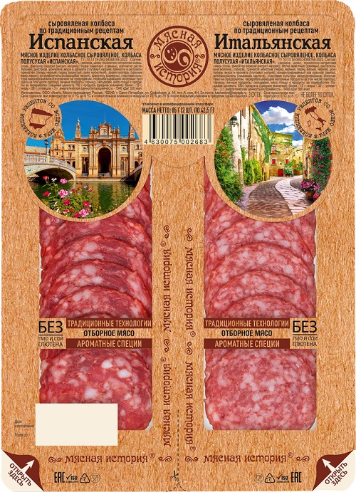 Ассорти МЯСНАЯ ИСТОРИЯ Испанская Итальянская нарезка с/в 85г