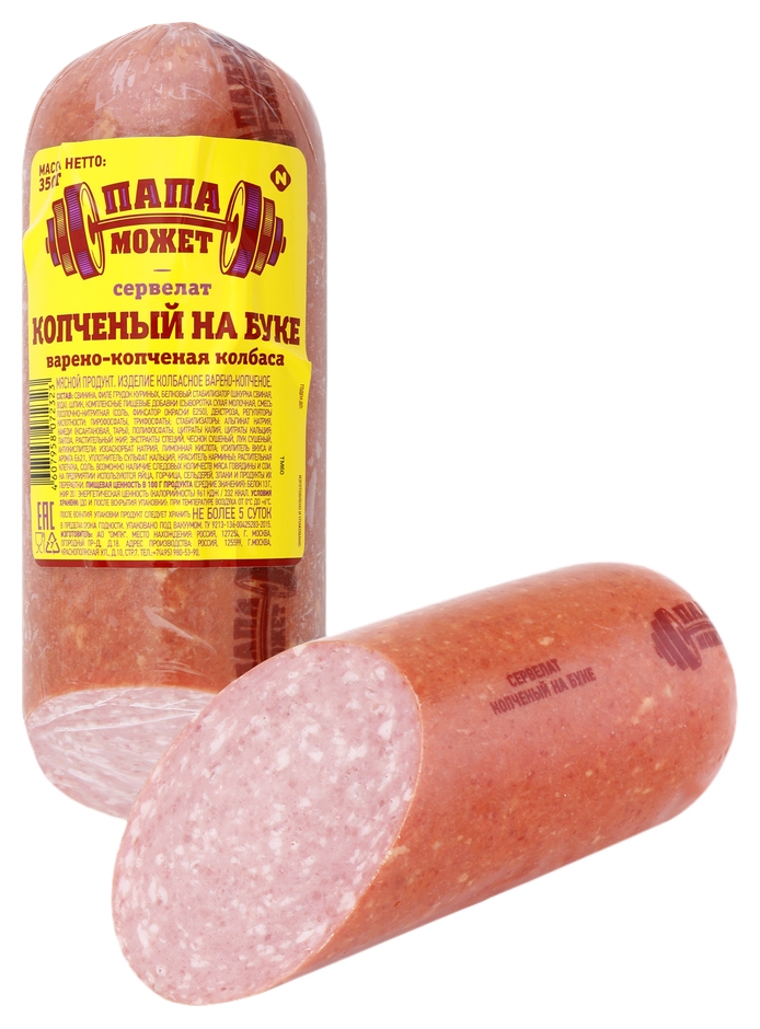 Сервелат ПАПА МОЖЕТ копченый на буке в/к в/у 350г