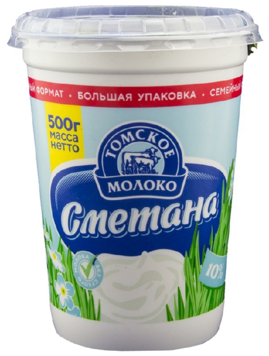 Сметана ТОМСКОЕ МОЛОКО бзмж 10% стакан 500г