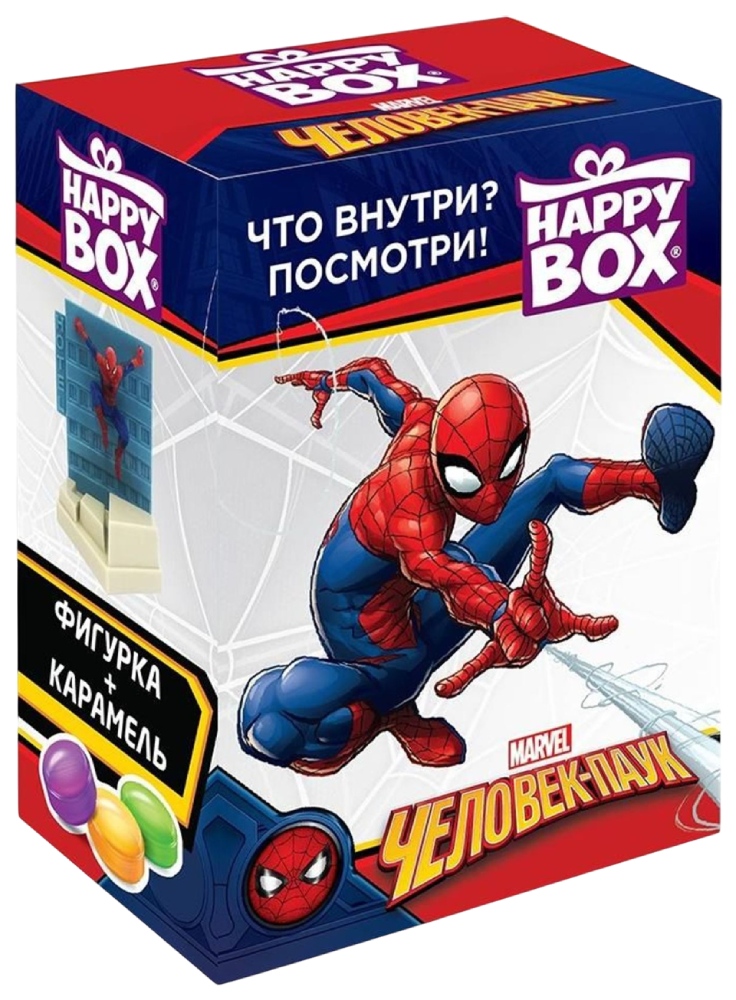 Конфета СЛАДКАЯ СКАЗКА Хэппи бокс Человек-паук с игрушкой 18г