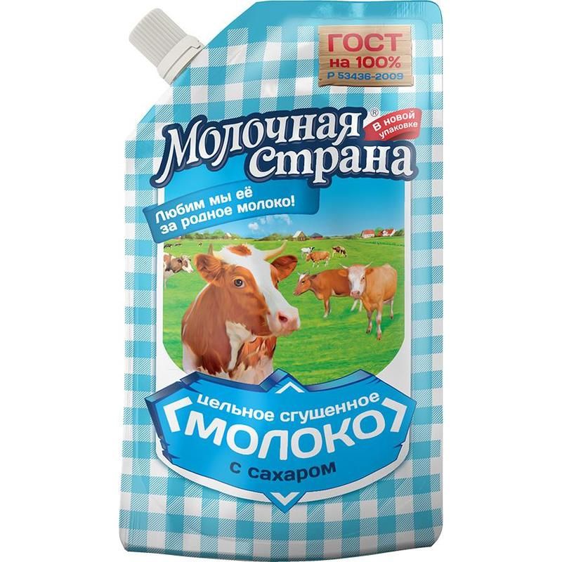 Сгущенное молоко МОЛОЧНАЯ СТРАНА ГОСТ бзмж 8.5% д/пак 270г