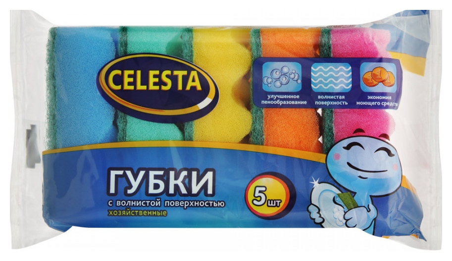Губка для посуды СЕЛЕСТА Волна 5шт