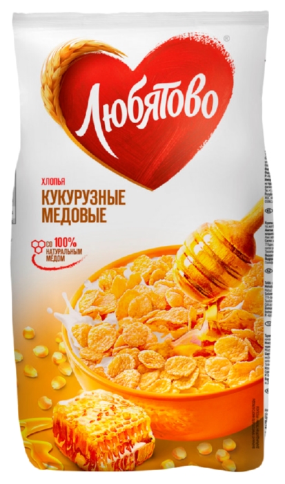 Хлопья ЛЮБЯТОВО кукурузные медовые м/у 250г