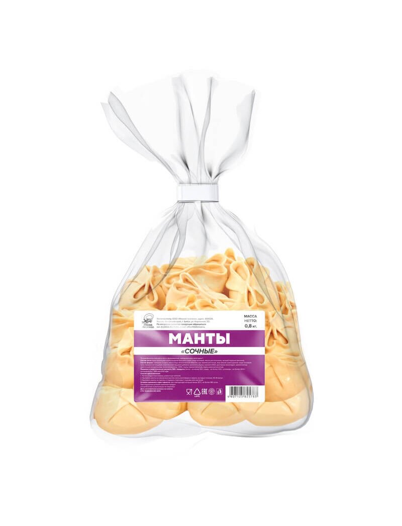 Манты МЯСНАЯ ТЕЛЕЖКА Сочные 800г