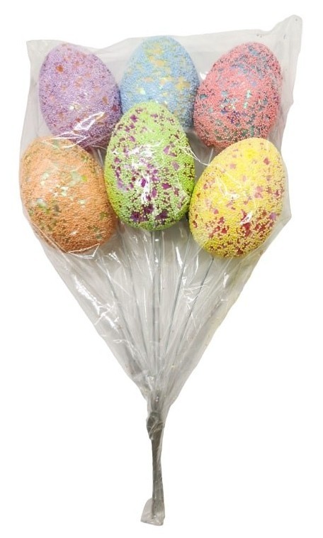 Декор пасхальный СФЕРА Яйца 7см цветные 6шт арт.3-0737