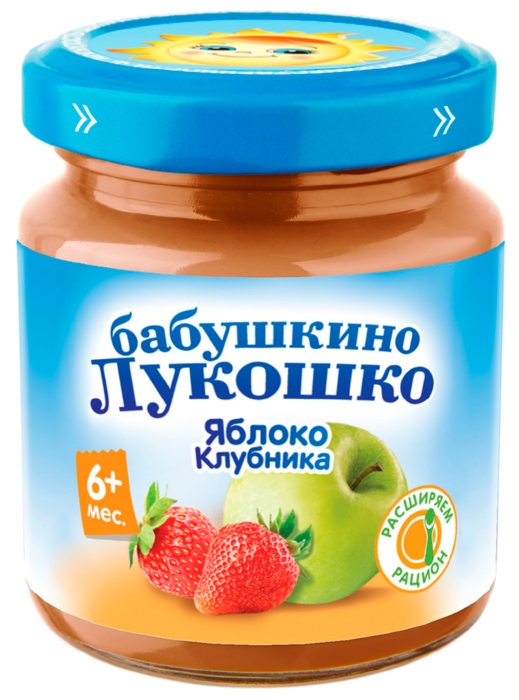 Пюре БАБУШКИНО ЛУКОШКО яблоко клубника ст/б 100г