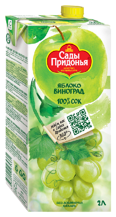 Сок САДЫ ПРИДОНЬЯ яблоко виноград 2л