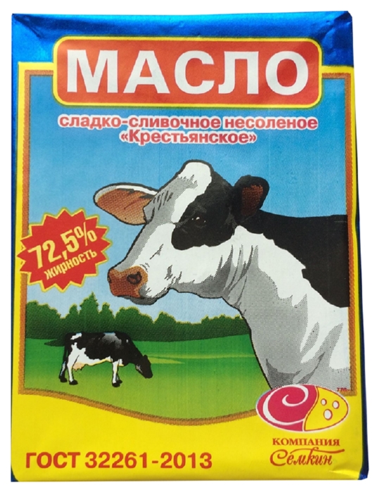 Масло сладко-сливочное СЕМКИН Традиционное несоленое бзмж 72.5% 180г