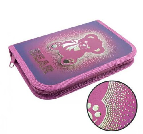 Пенал ШВЕЙНАЯ ФАБРИКА Мишка с бантом 19*13см 1 отделение арт.ПКК 07-12-71034