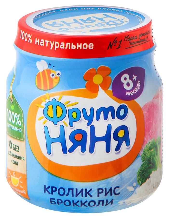 Пюре ФРУТОНЯНЯ кролик рис брокколи ст/б 100г