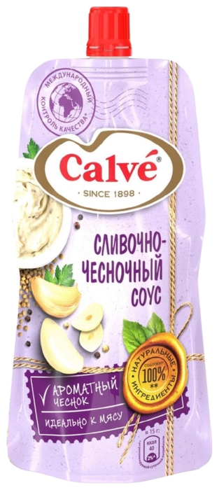 Соус КАЛЬВЕ сливочно-чесночный для мяса д/пак 230г