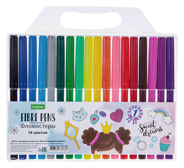 Фломастеры ХАТБЕР Принцессы 18цв