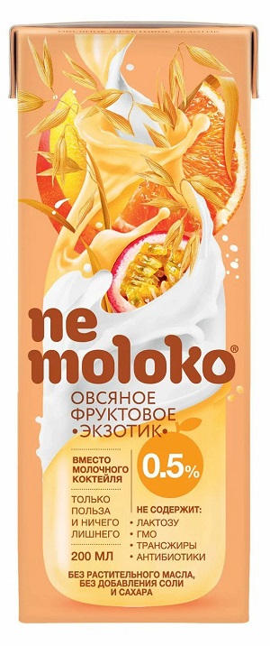 Напиток овсяный НЕМОЛОКО экзотик фруктовый 0.5% 200мл