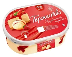 Мороженое ТОРЖЕСТВО Клубничный чизкейк с соленым печеньем бзмж 420г