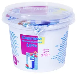 Сметана ИРМЕНЬ бзмж 10% стакан 250г