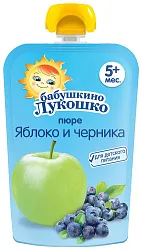 Пюре БАБУШКИНО ЛУКОШКО яблоко черника м/у 90г