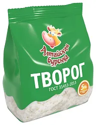 Творог АЛТАЙСКАЯ БУРЕНКА бзмж 5% пакет 450г