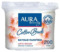 Палочки ватные АУРА Бьюти пэт 200шт