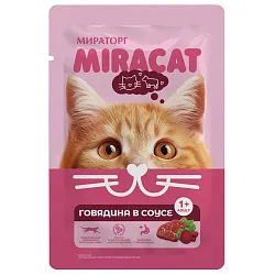 Корм для кошек МИРАТОРГ Миракет с говядиной в соусе 75г