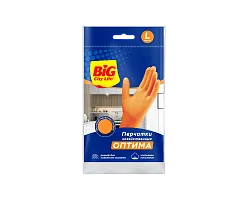 Перчатки латексные БИГ СИТИ ЛАЙФ Оптима оранжевые L