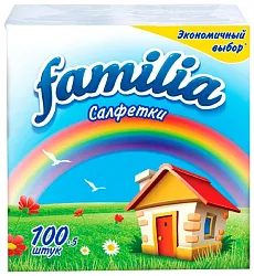 Салфетки ФАМИЛИЯ белые 24*24см 1сл 100шт