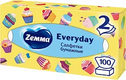 Салфетки бумажные ЗЕММА Эвридей 2сл карт/уп 100шт