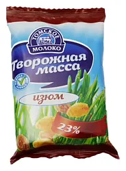 Творожная масса ТОМСКОЕ МОЛОКО с изюмом бзмж 23% 170г