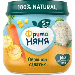 Пюре ФРУТОНЯНЯ овощной салатик ст/б 80г