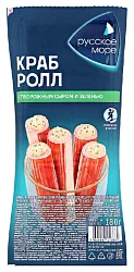 Крабовые палочки РУССКОЕ МОРЕ Краб-ролл с сыром и зеленью охл 180г