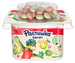 Йогурт РАСТИШКА обогащенный яблоко груша с печеньем бзмж 3% пэт 118г