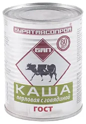Каша БУРЯТМЯСПРОМ Перловка с говядиной ГОСТ ж/б 340г