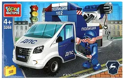 Конструктор ГОРОД МАСТЕРОВ Полицейская газель эвакуатор 88 деталей арт.3268-KK