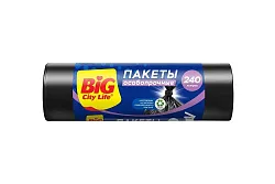 Пакеты для мусора БИГ СИТИ ЛАЙФ Особопрочные чёрные 240л 5шт