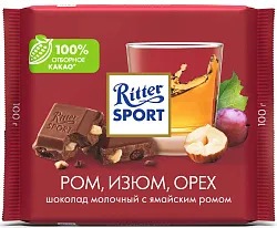 Шоколад РИТТЕР СПОРТ молочный орех изюм 100г