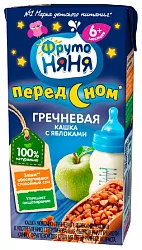 Каша ФРУТОНЯНЯ жидкая молочно-гречневая яблоко с пребиотиками бзмж т/пак 0.2л