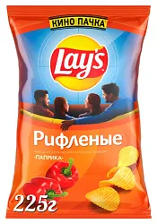 Чипсы ЛЕЙС рифленые паприка 225г