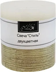 Свеча НАТАМ Стиль белая и золото металлик 240г арт.KL551A2753-GO