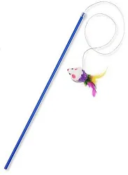 Игрушка для кошки ПЛЕЙ КЭТ Дразнилка удочка мышь с хвостом из перьев