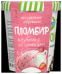 Мороженое КУПИНО Пломбир клубника со сливками бзмж ведро 270г