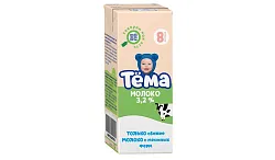 Молоко ТЕМА Детское стерилизованное бзмж 3.2% т/пак 200мл
