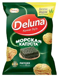 Снеки кукурузные ДЕЛУНА Ракушки со вкусом морской капусты 60г