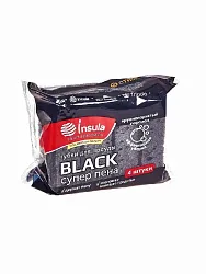 Губка для посуды ИНСУЛА Профешнал Блэк крупнопористые супер пена 4шт