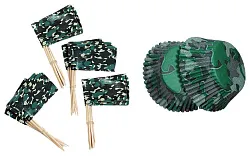 Набор СФЕРА Камуфляж тарталетки 24шт+пики 24шт