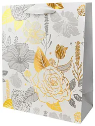 Пакет подарочный ТАМ-ТАМ Нежные цветы серебро 26*12*32см арт.E1789M