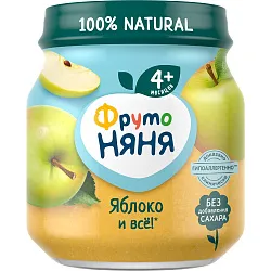 Пюре ФРУТОНЯНЯ яблоко натуральное ст/б 100г